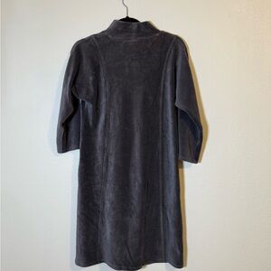 Gray Velour Mock Neck Shift Dress 3/4 Sleeve with pockets XS